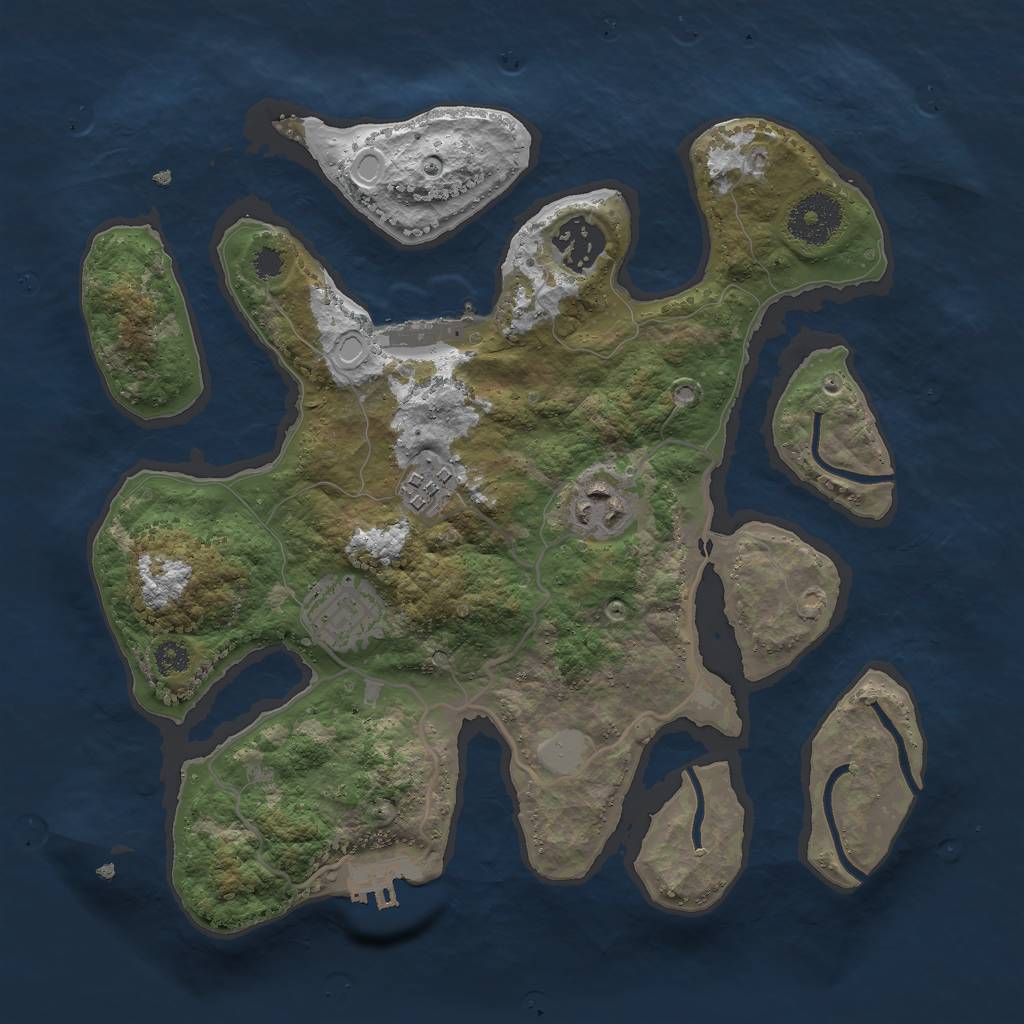 Rust Map: Procedural Map, Size: 3000, Seed: 1463944221, 11 Monuments