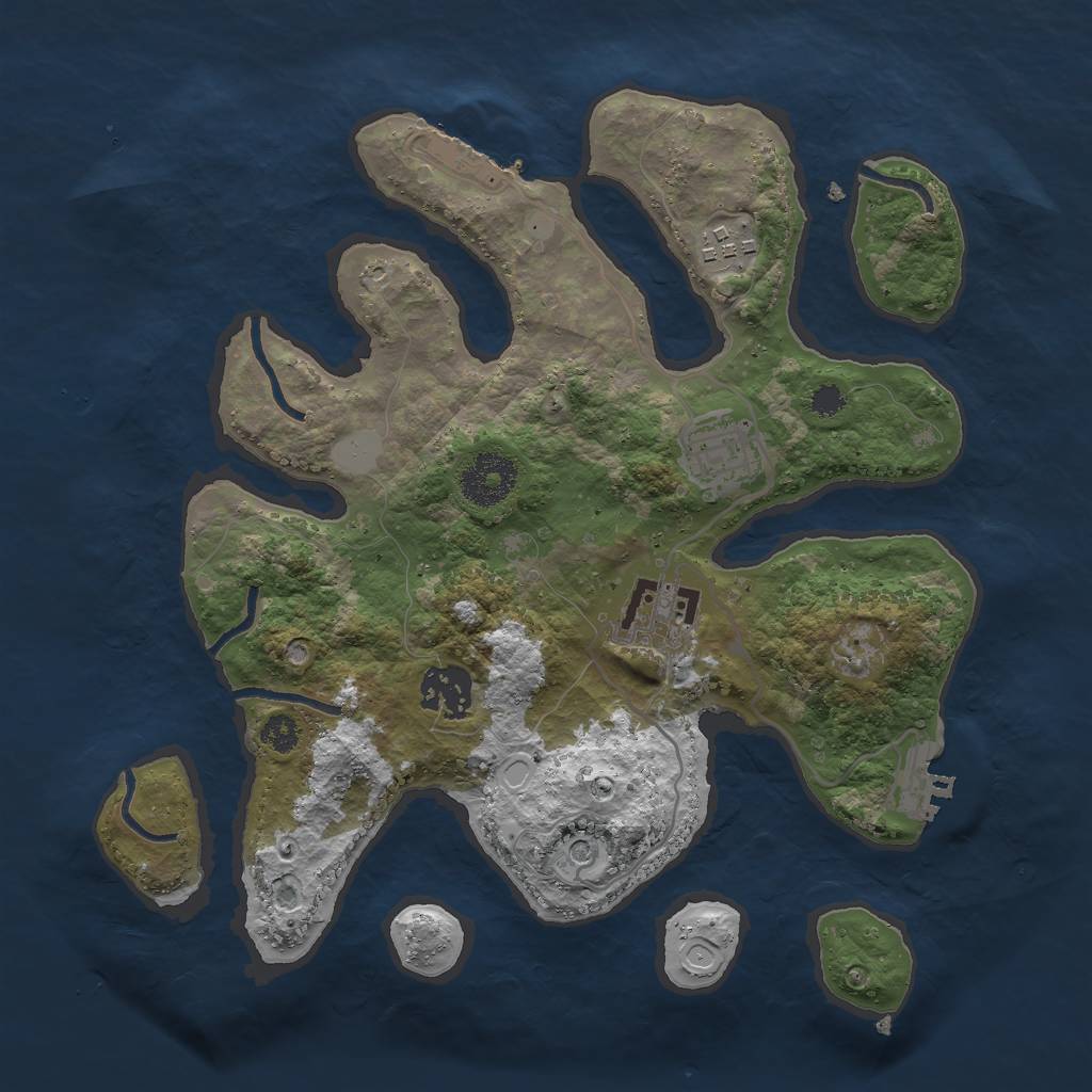 Rust Map: Procedural Map, Size: 3000, Seed: 342743113, 12 Monuments