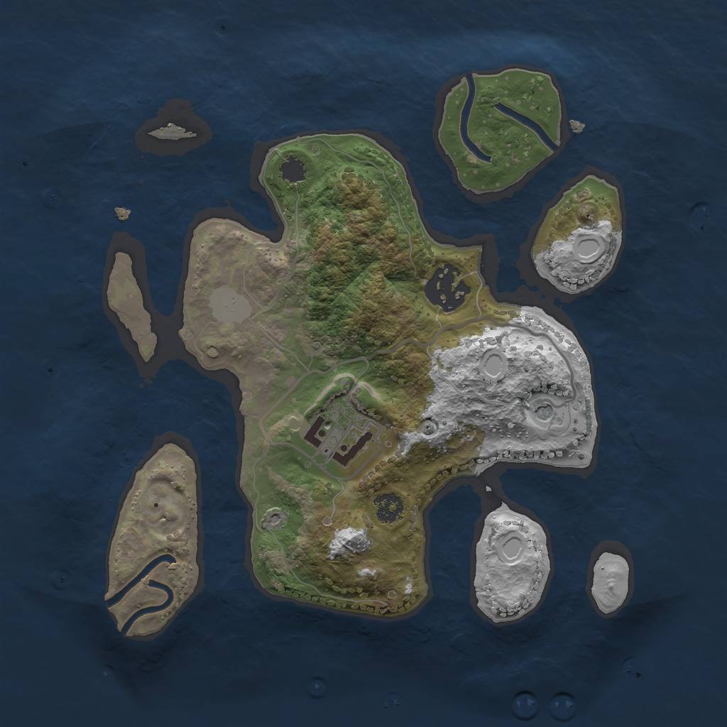 Rust Map: Procedural Map, Size: 2500, Seed: 16006, 8 Monuments