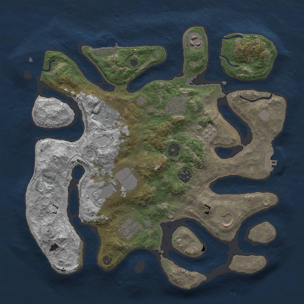 Rust Map: Procedural Map, Size: 3500, Seed: 1483650810, 16 Monuments