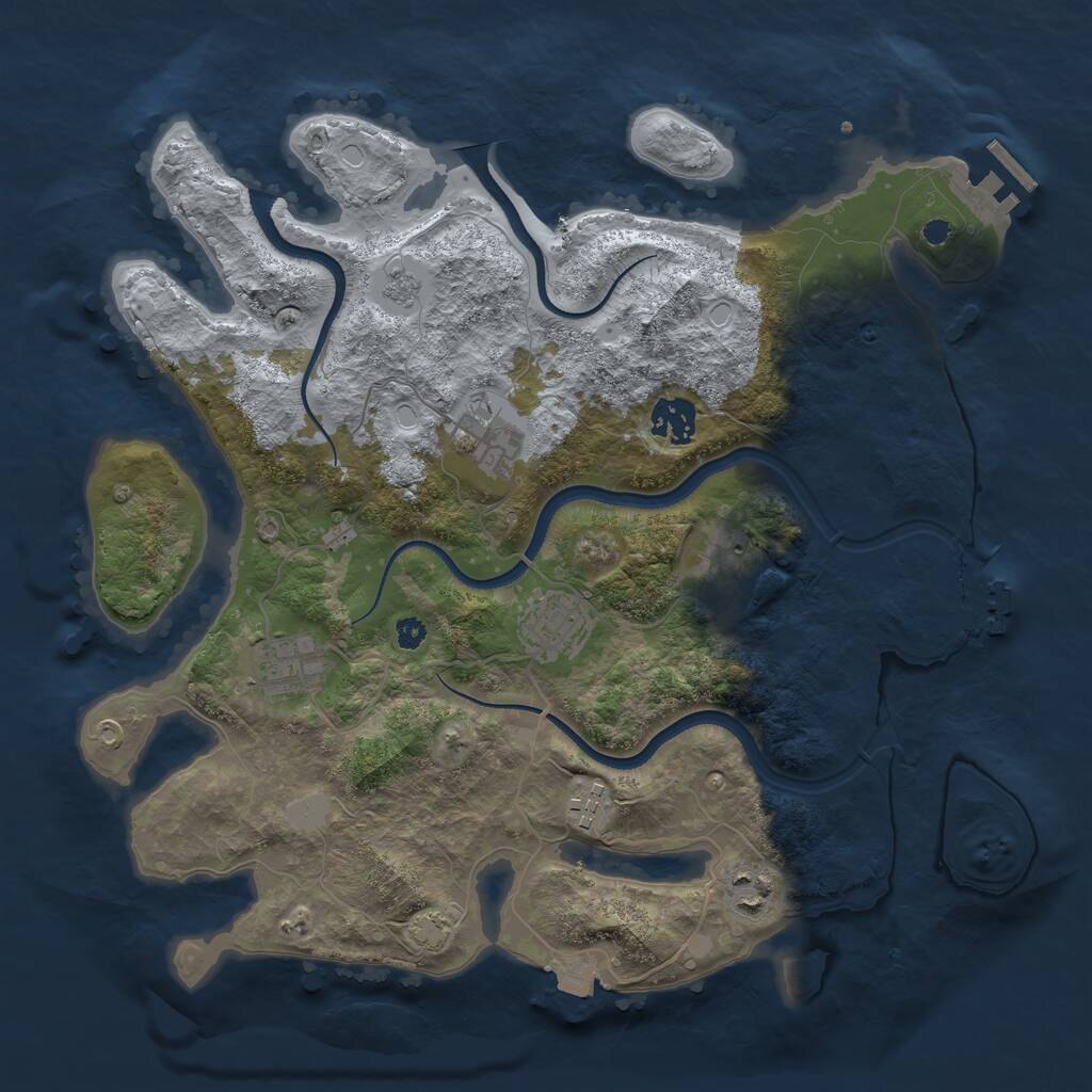 Rust Map: Procedural Map, Size: 3500, Seed: 916762196, 12 Monuments