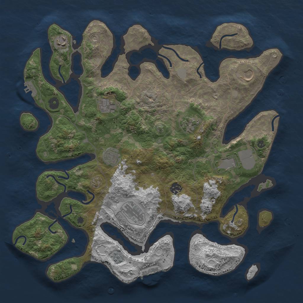 Rust Map: Procedural Map, Size: 4000, Seed: 4137056, 17 Monuments
