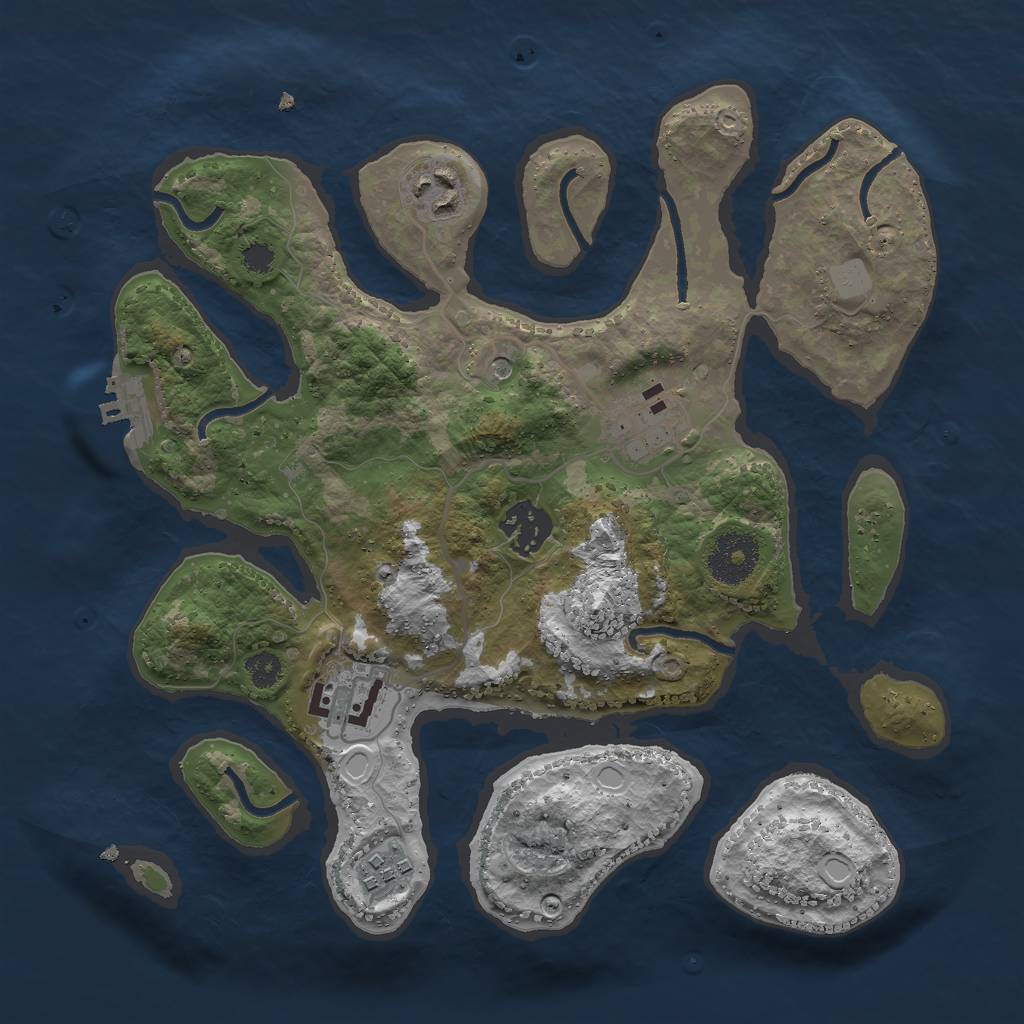 Rust Map: Procedural Map, Size: 3000, Seed: 42681749, 12 Monuments