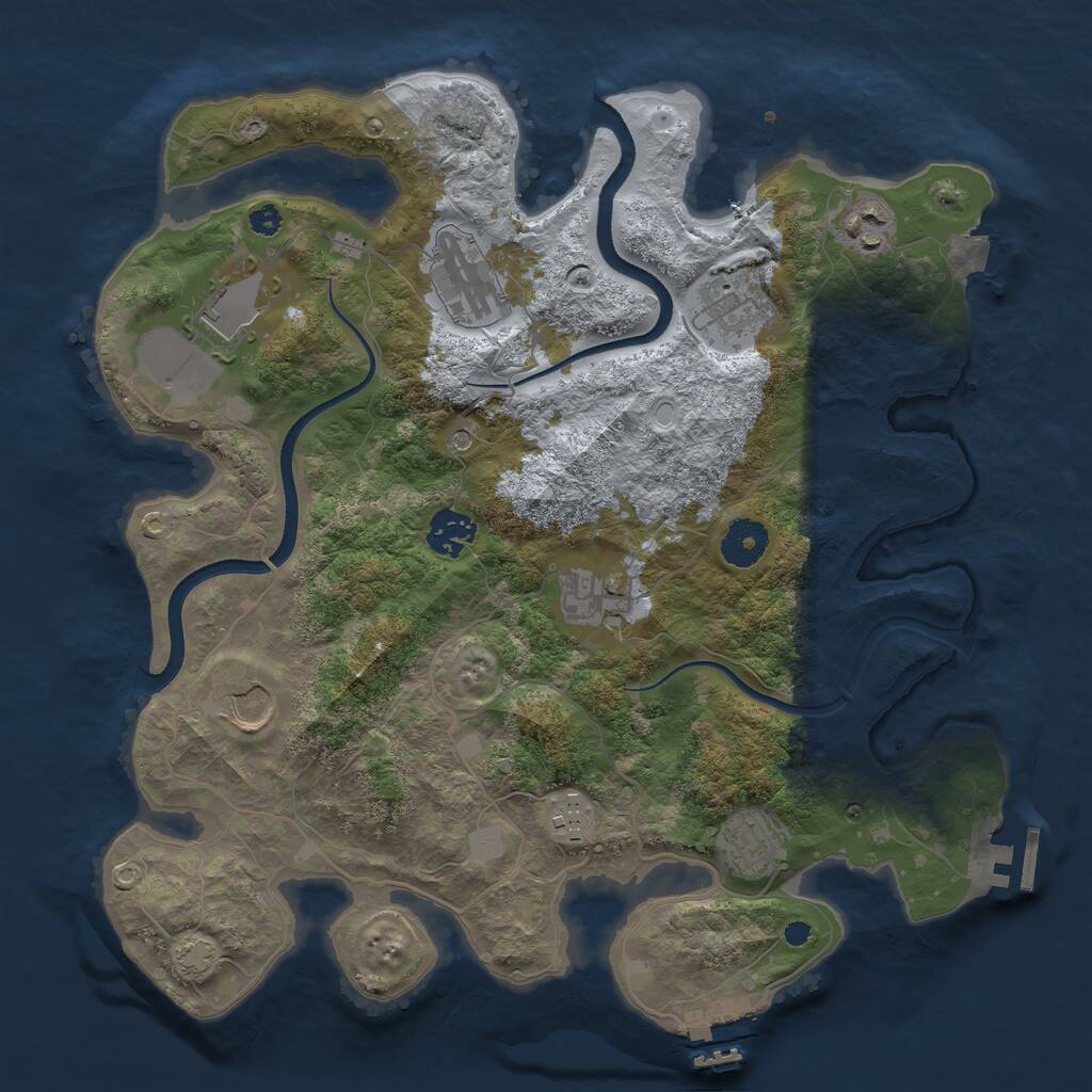 Rust Map: Procedural Map, Size: 3500, Seed: 603450240, 14 Monuments