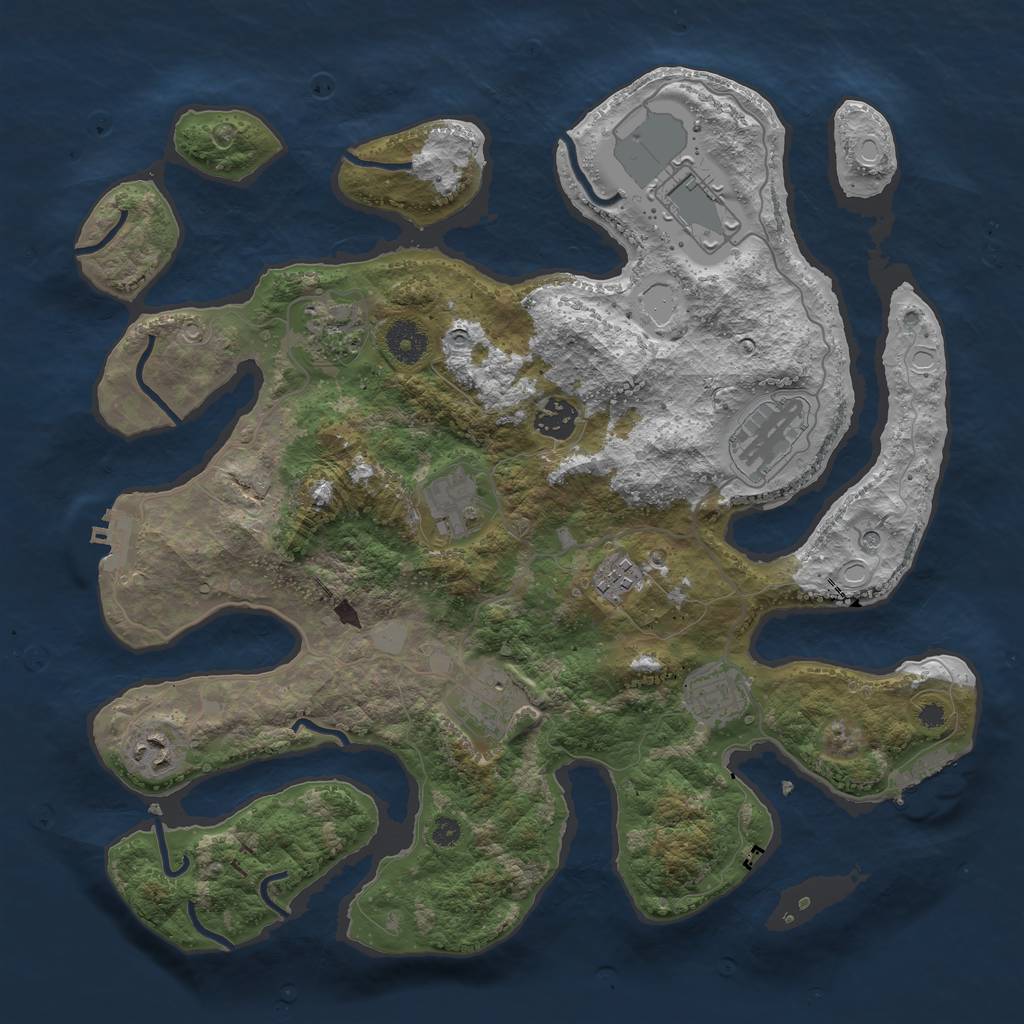 Rust Map: Procedural Map, Size: 3700, Seed: 1031224432, 17 Monuments