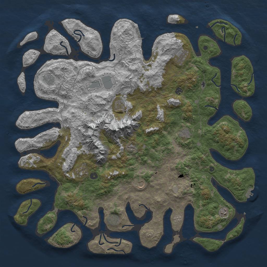 Rust Map: Procedural Map, Size: 5500, Seed: 55555, 19 Monuments