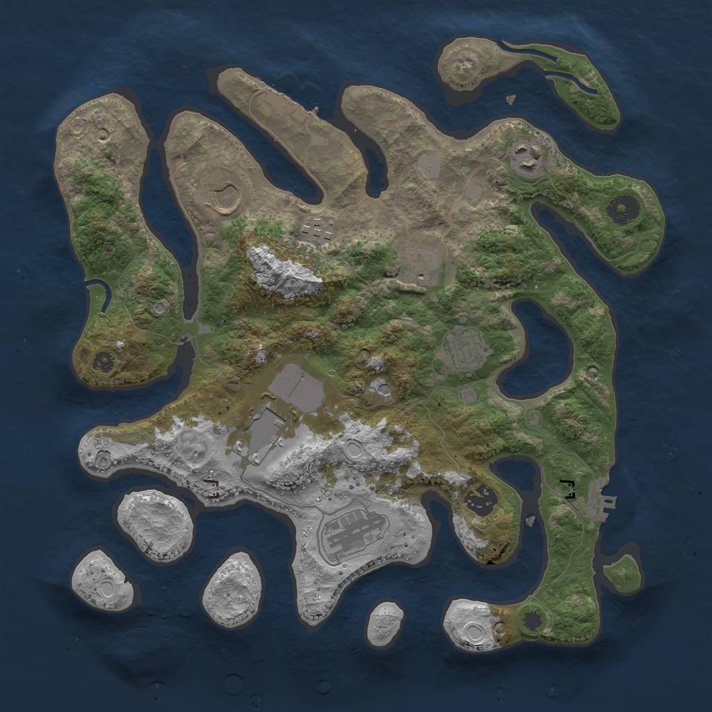 Rust Map: Procedural Map, Size: 3500, Seed: 535772027, 16 Monuments