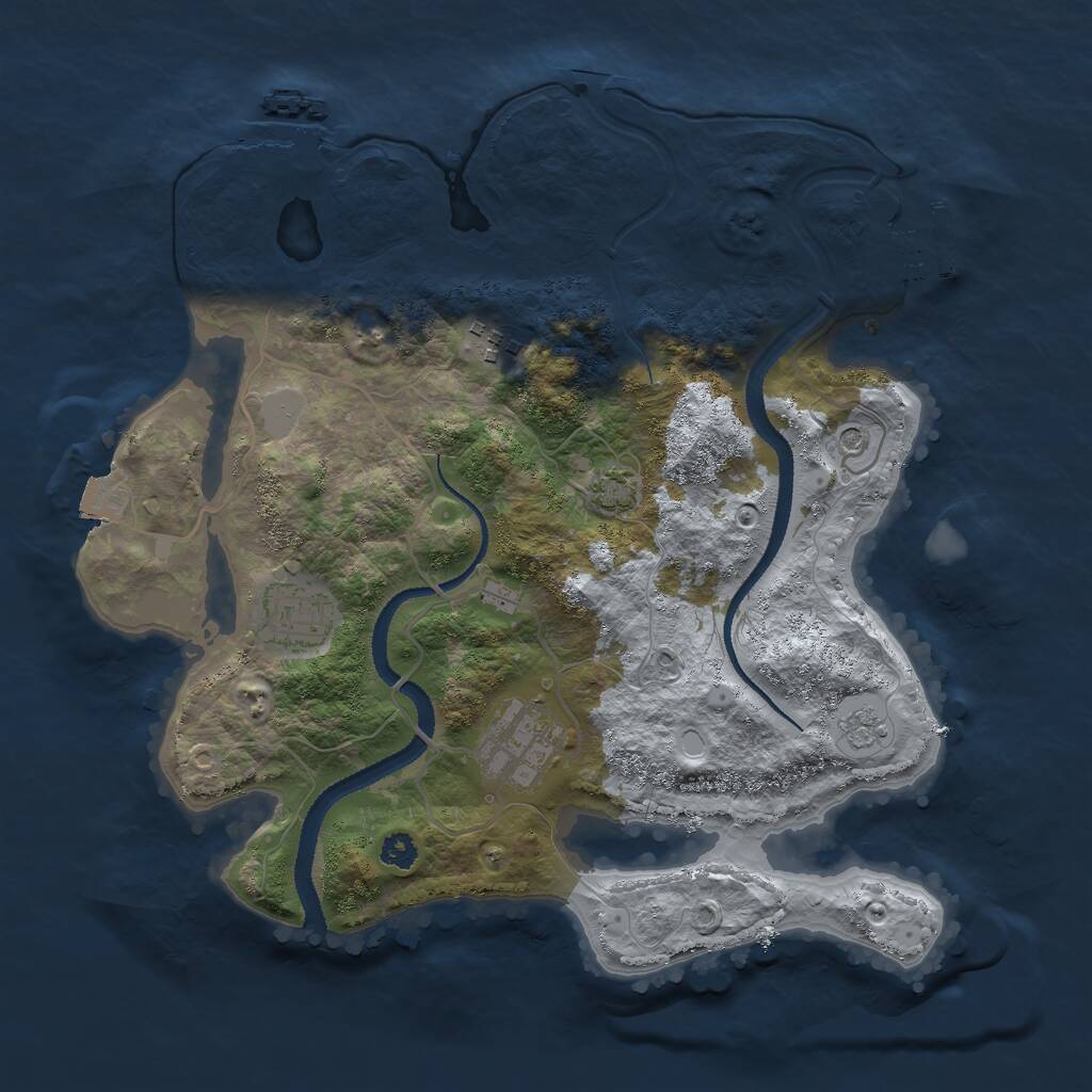 Rust Map: Procedural Map, Size: 3000, Seed: 443668, 9 Monuments