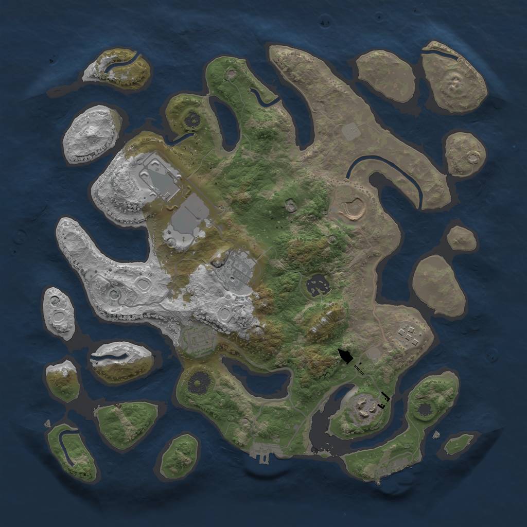 Rust Map: Procedural Map, Size: 3500, Seed: 3477, 15 Monuments