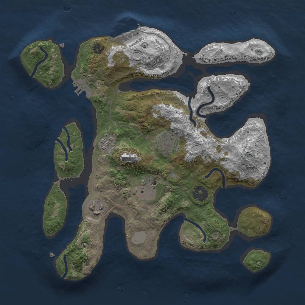 Rust Map: Procedural Map, Size: 3000, Seed: 664855041, 11 Monuments