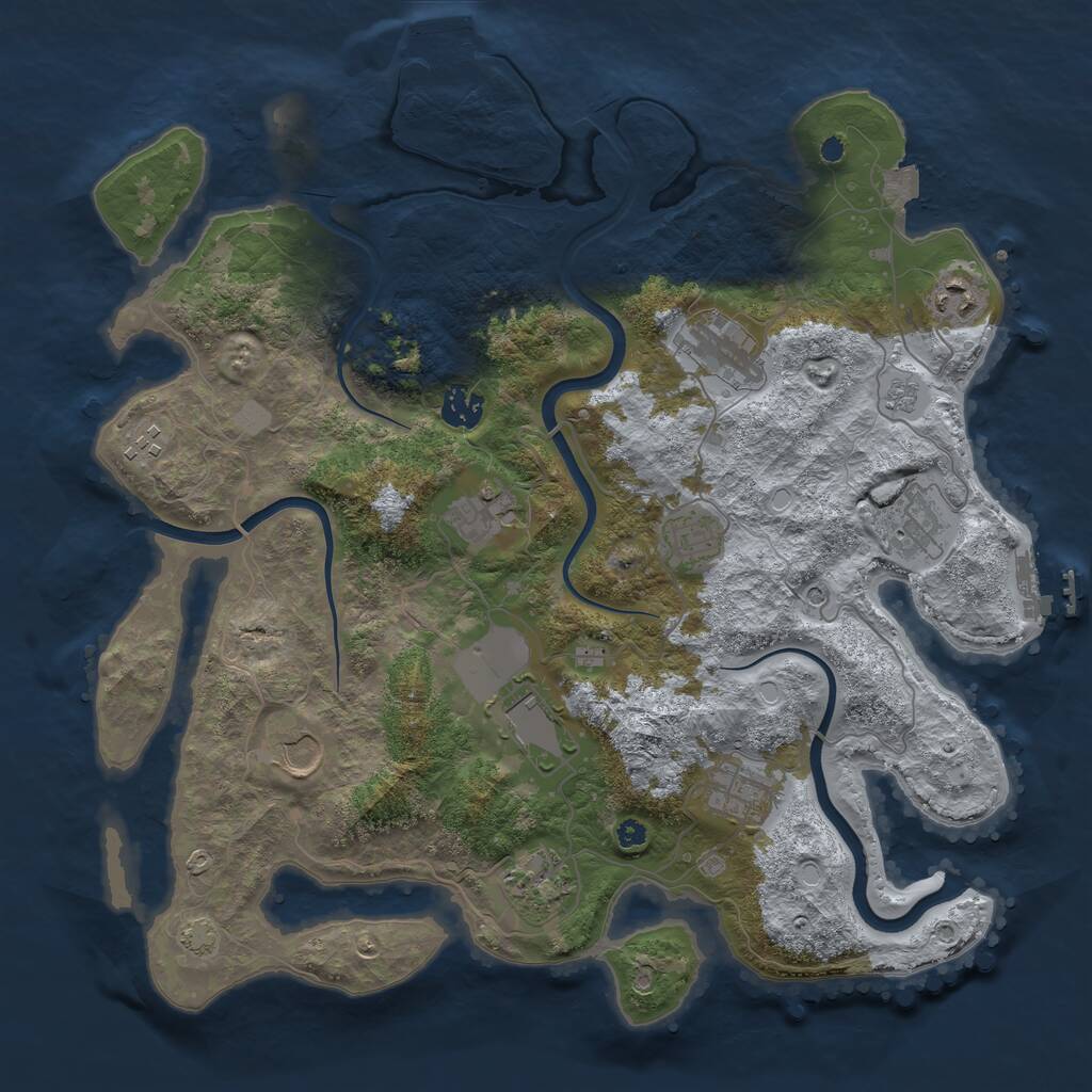 Rust Map: Procedural Map, Size: 3800, Seed: 245, 17 Monuments