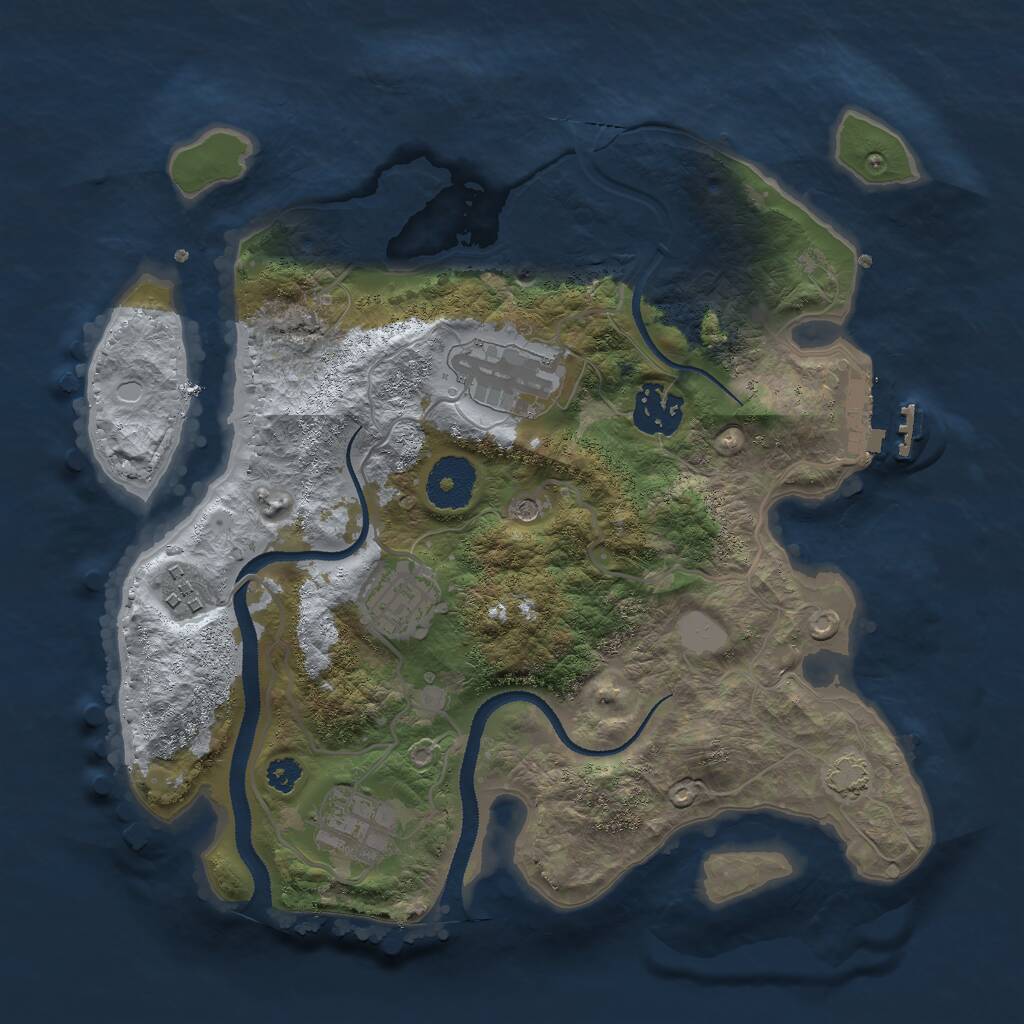 Rust Map: Procedural Map, Size: 3000, Seed: 768184, 9 Monuments