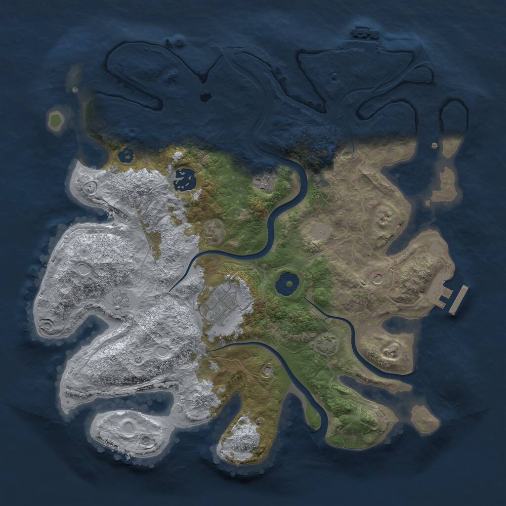 Rust Map: Procedural Map, Size: 3250, Seed: 326549, 9 Monuments