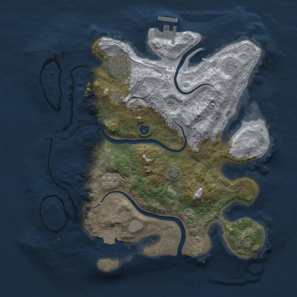 Rust Map: Procedural Map, Size: 3000, Seed: 499628, 7 Monuments