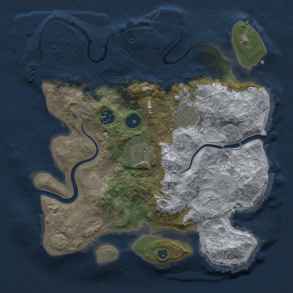 Rust Map: Procedural Map, Size: 3000, Seed: 1734594383, 9 Monuments