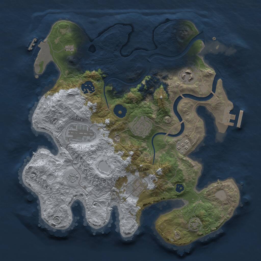 Rust Map: Procedural Map, Size: 3000, Seed: 487260, 12 Monuments