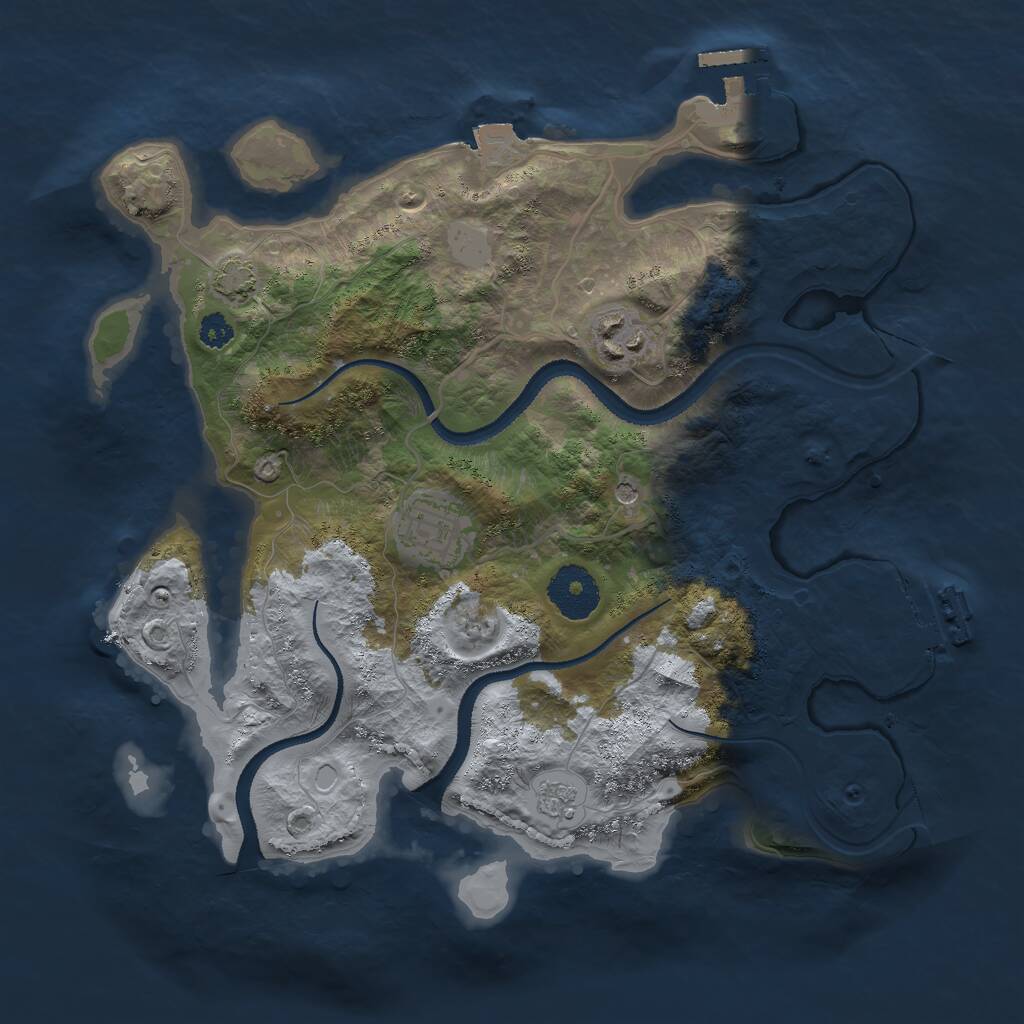 Rust Map: Procedural Map, Size: 3000, Seed: 580773, 8 Monuments