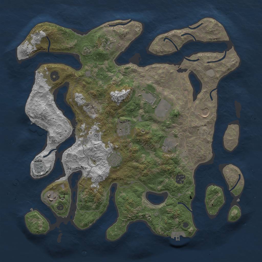 Rust Map: Procedural Map, Size: 4000, Seed: 793457, 17 Monuments