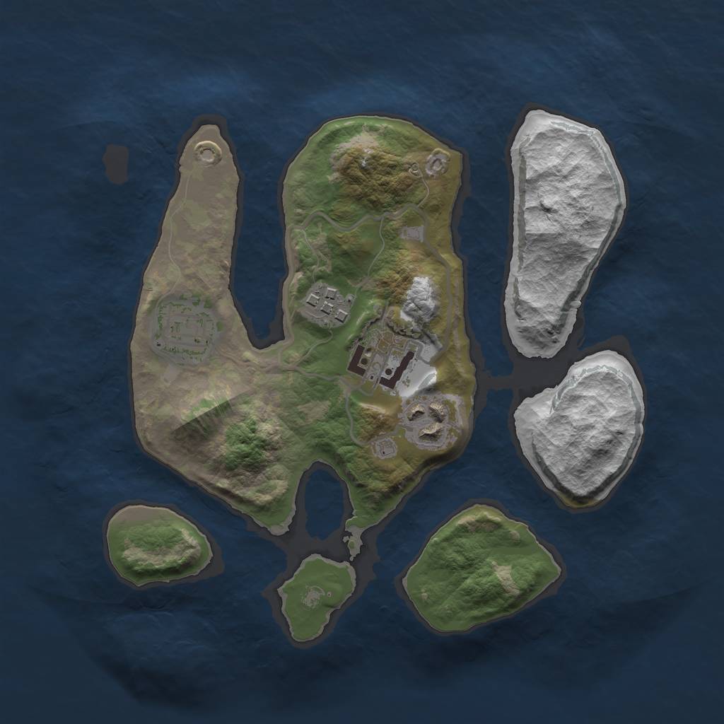 Rust Map: Barren, Size: 2500, Seed: 2500, 6 Monuments