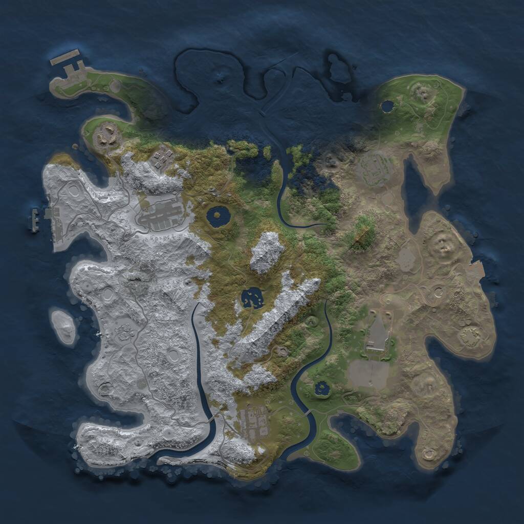 Rust Map: Procedural Map, Size: 3500, Seed: 1557485273, 13 Monuments