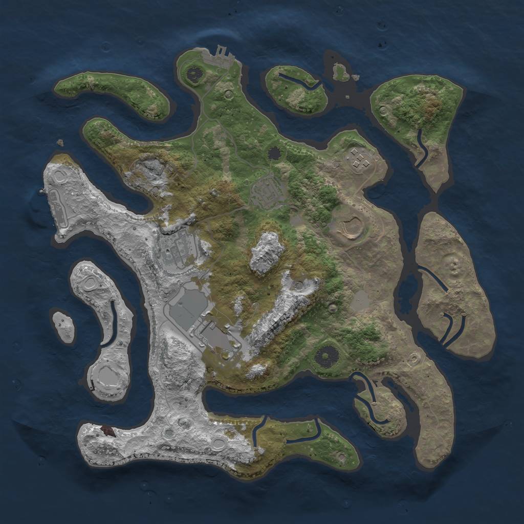 Rust Map: Procedural Map, Size: 3500, Seed: 1557485273, 13 Monuments