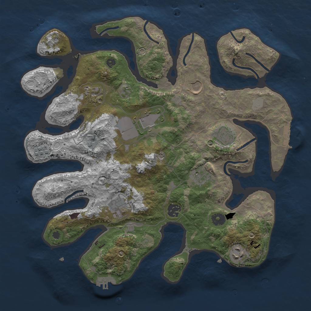 Rust Map: Procedural Map, Size: 3500, Seed: 594907624, 17 Monuments