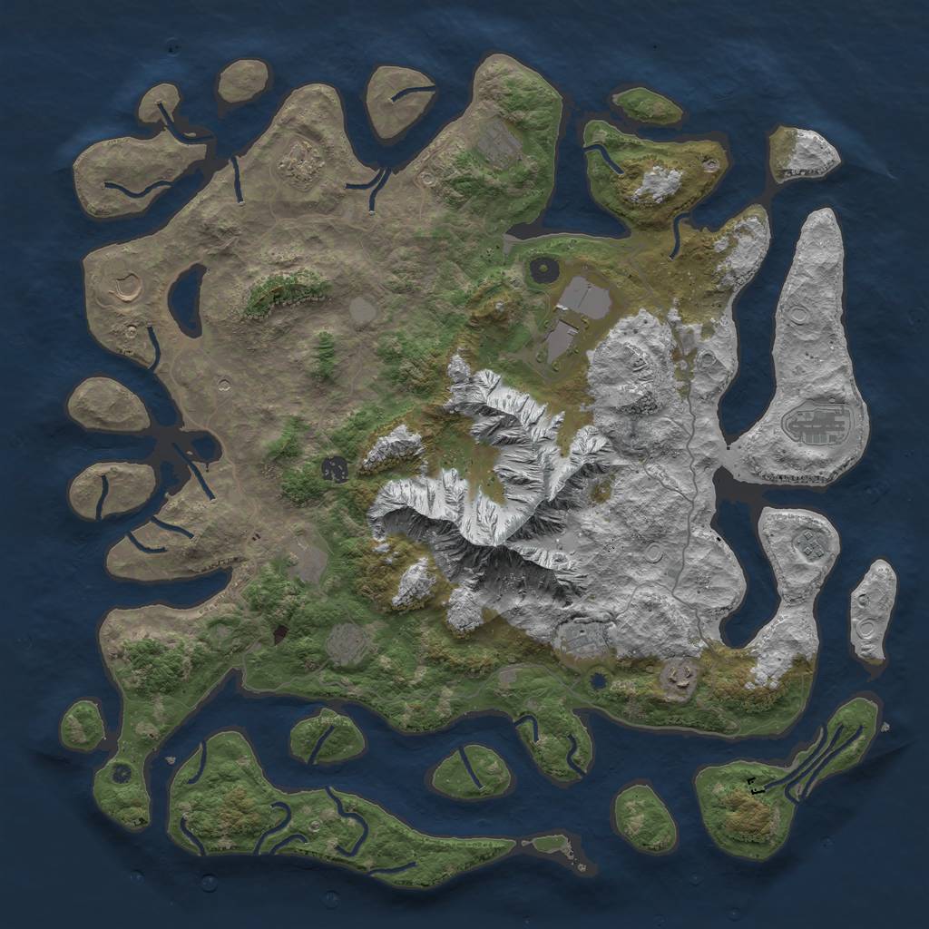 Rust Map: Procedural Map, Size: 5000, Seed: 704, 17 Monuments