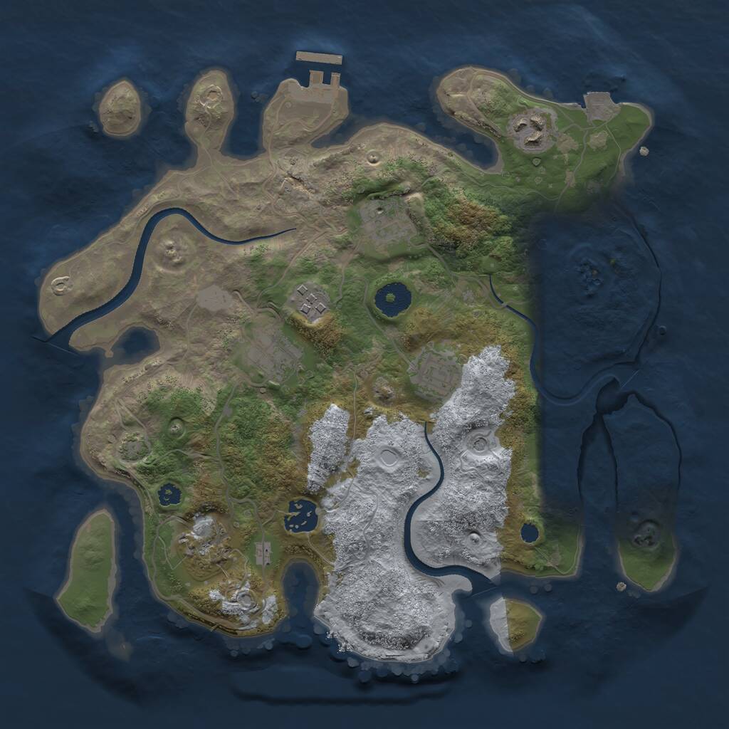 Rust Map: Procedural Map, Size: 3200, Seed: 28581, 11 Monuments