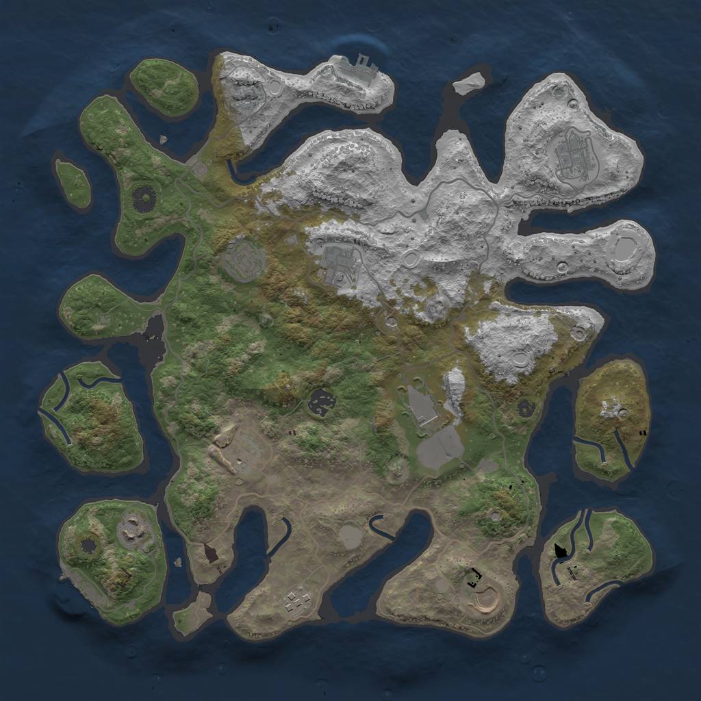 Rust Map: Procedural Map, Size: 4000, Seed: 751204465, 17 Monuments