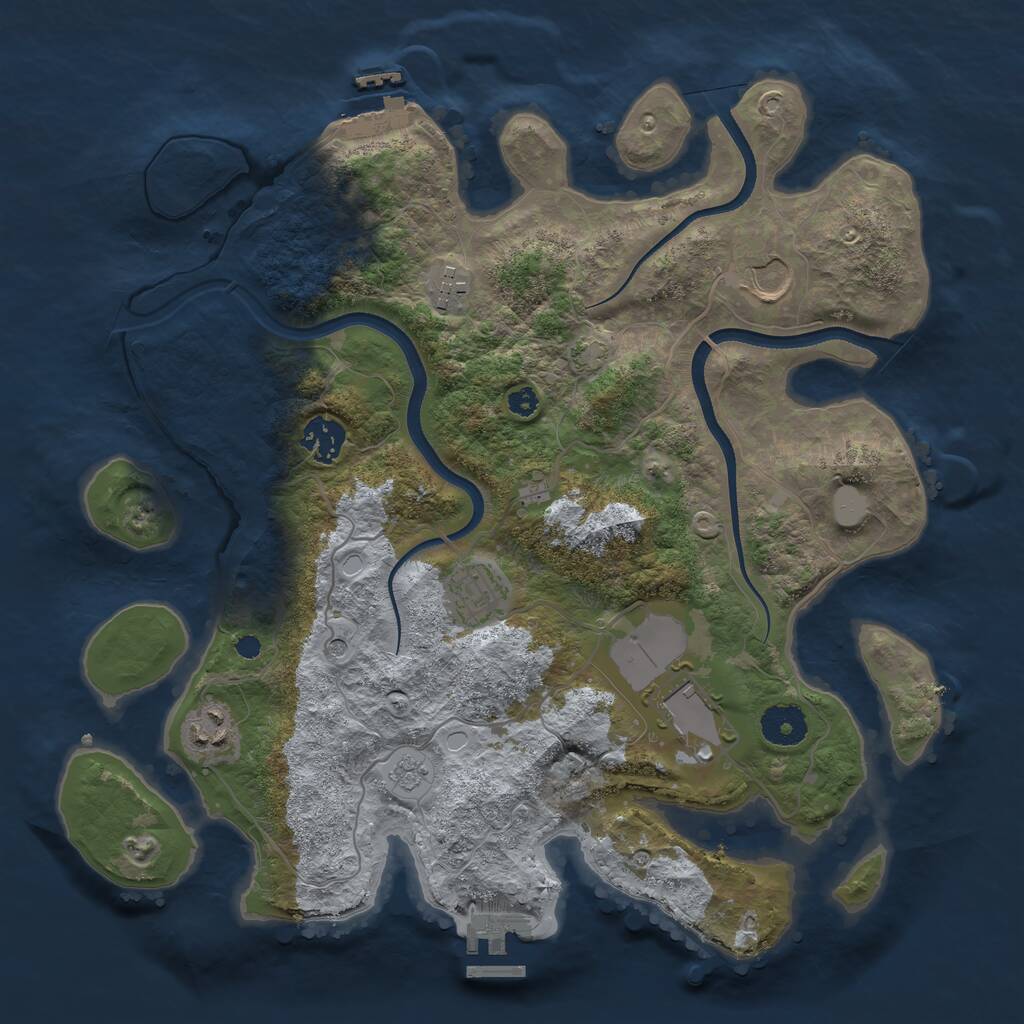 Rust Map: Procedural Map, Size: 3500, Seed: 333221, 12 Monuments