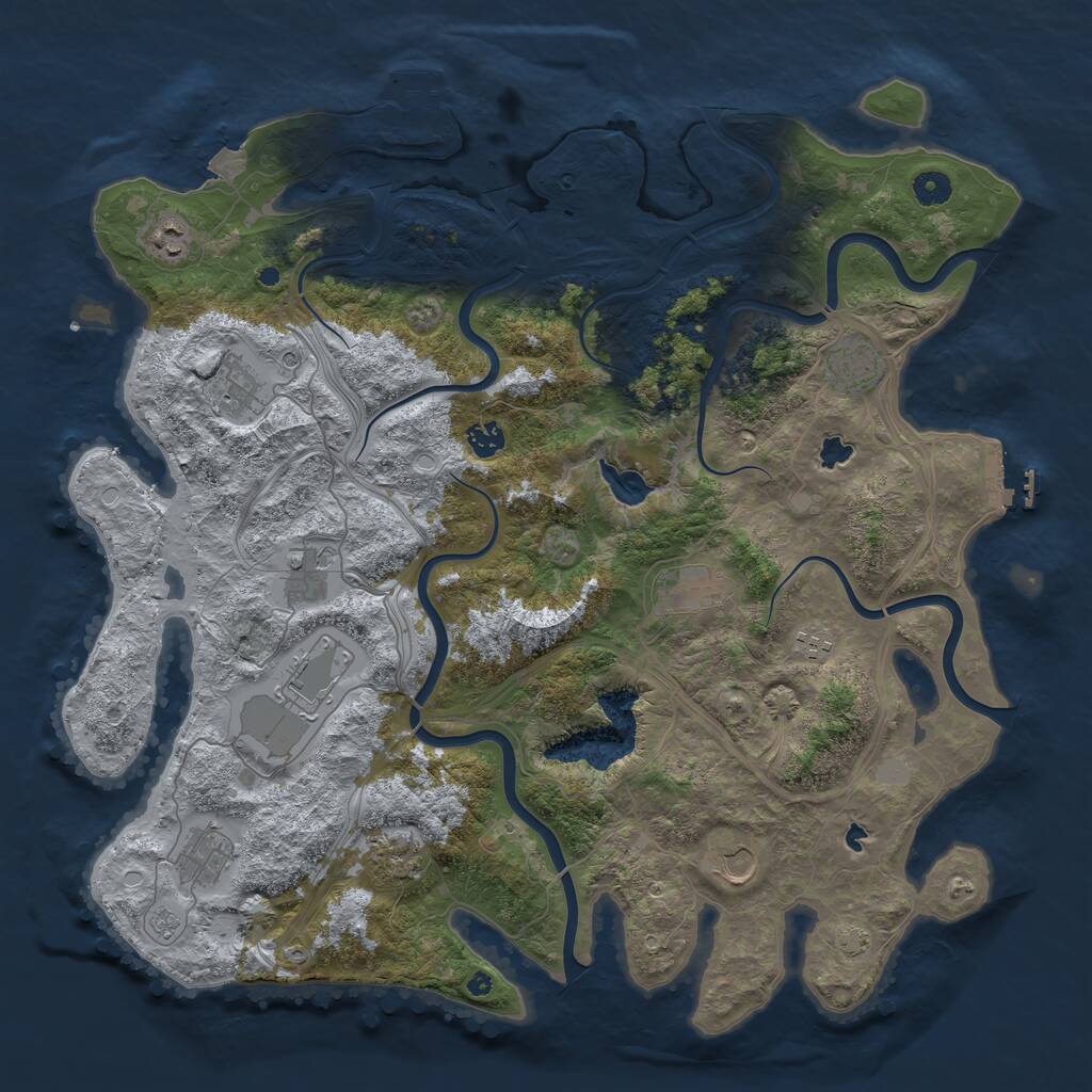 Rust Map: Procedural Map, Size: 4500, Seed: 19970003, 17 Monuments