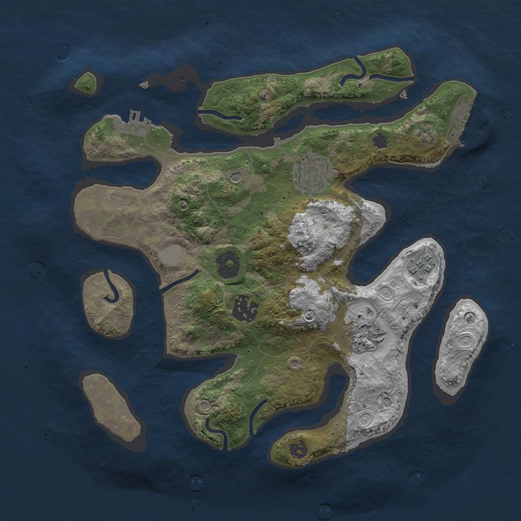 Rust Map: Procedural Map, Size: 3000, Seed: 1676439778, 12 Monuments