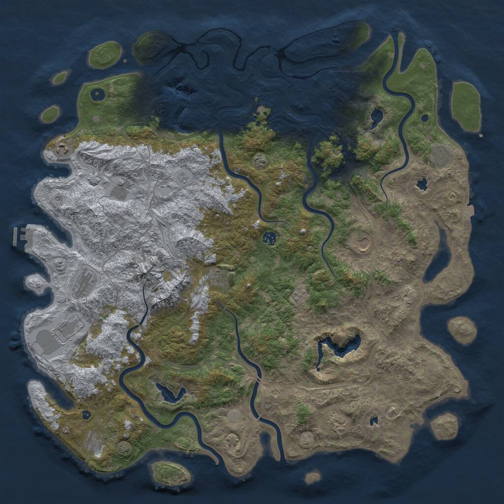 Rust Map: Procedural Map, Size: 5500, Seed: 100816564, 16 Monuments
