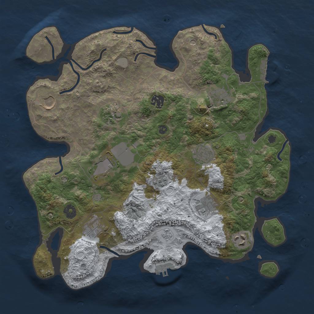 Rust Map: Procedural Map, Size: 3500, Seed: 34891856, 19 Monuments
