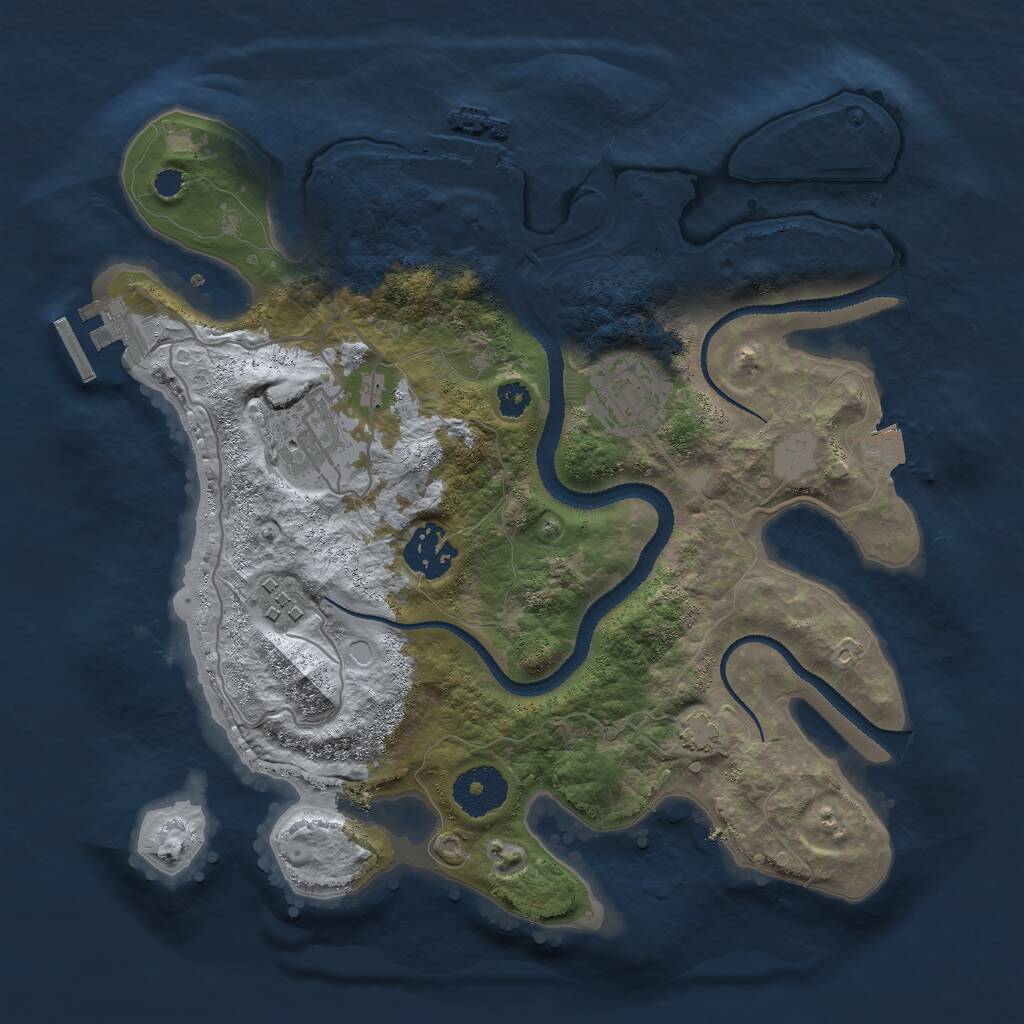 Rust Map: Procedural Map, Size: 3000, Seed: 72343, 8 Monuments