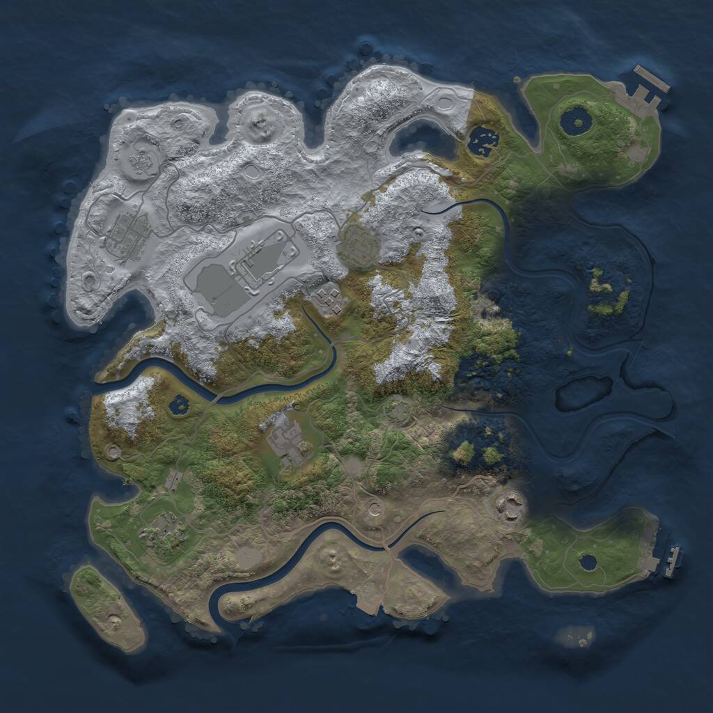 Rust Map: Procedural Map, Size: 3600, Seed: 3803342, 14 Monuments