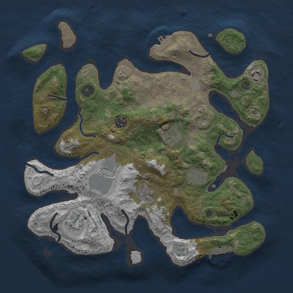 Rust Map: Procedural Map, Size: 3500, Seed: 26733, 16 Monuments