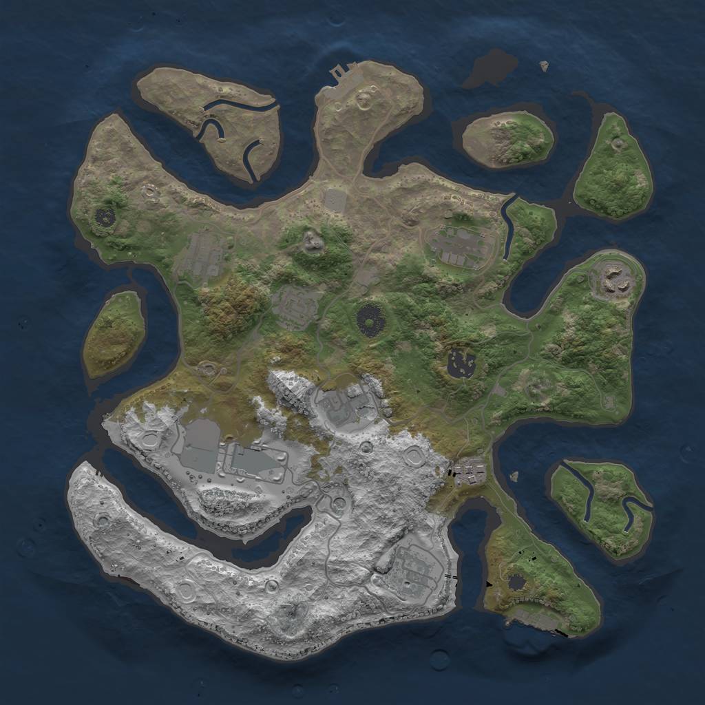 Rust Map: Procedural Map, Size: 3500, Seed: 297815141, 17 Monuments