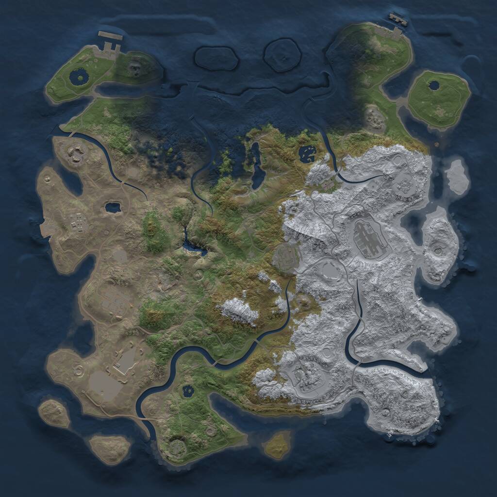 Rust Map: Procedural Map, Size: 4096, Seed: 1444, 14 Monuments