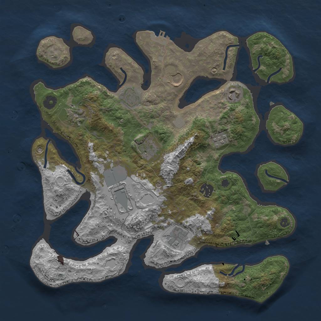 Rust Map: Procedural Map, Size: 3600, Seed: 1345899128, 16 Monuments