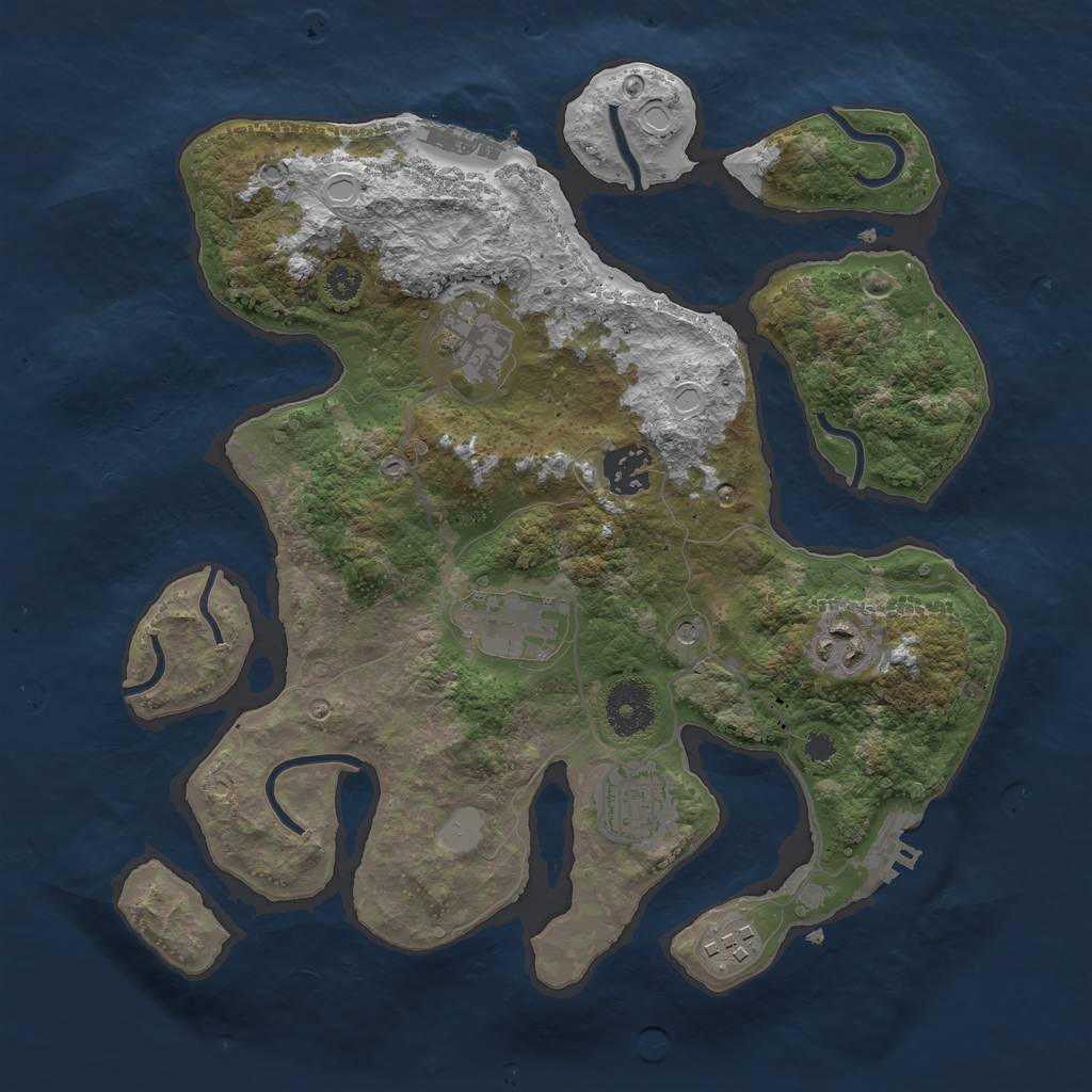 Rust Map: Procedural Map, Size: 3200, Seed: 1254649091, 14 Monuments