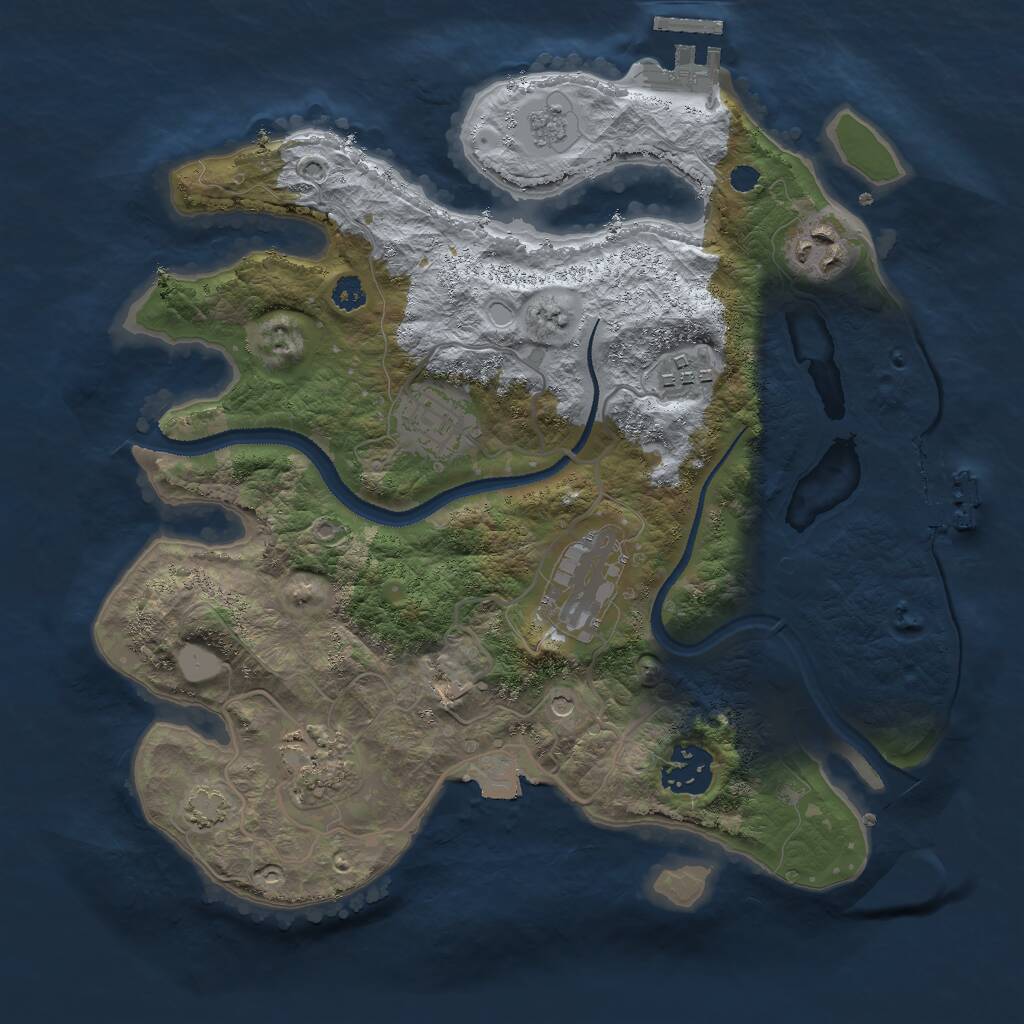 Rust Map: Procedural Map, Size: 3000, Seed: 54590452, 12 Monuments
