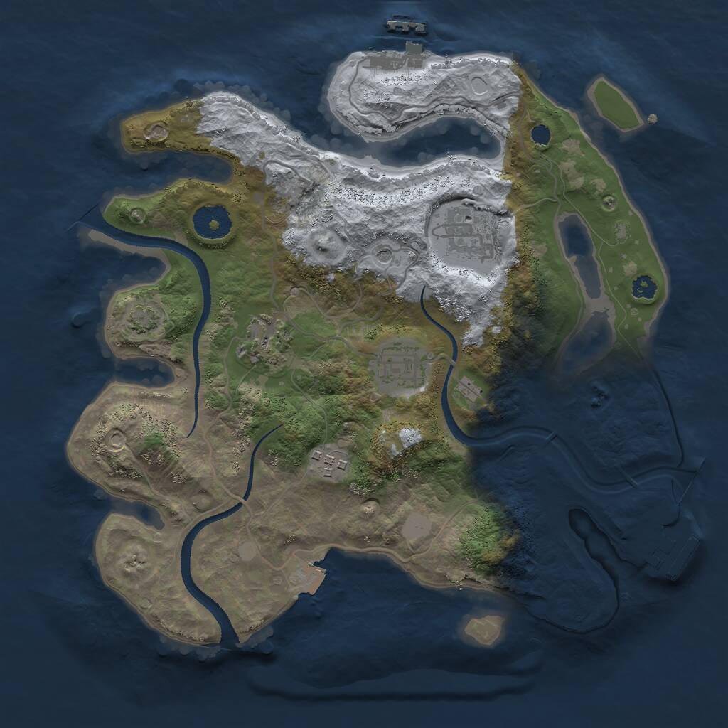 Rust Map: Procedural Map, Size: 3000, Seed: 54590452, 9 Monuments