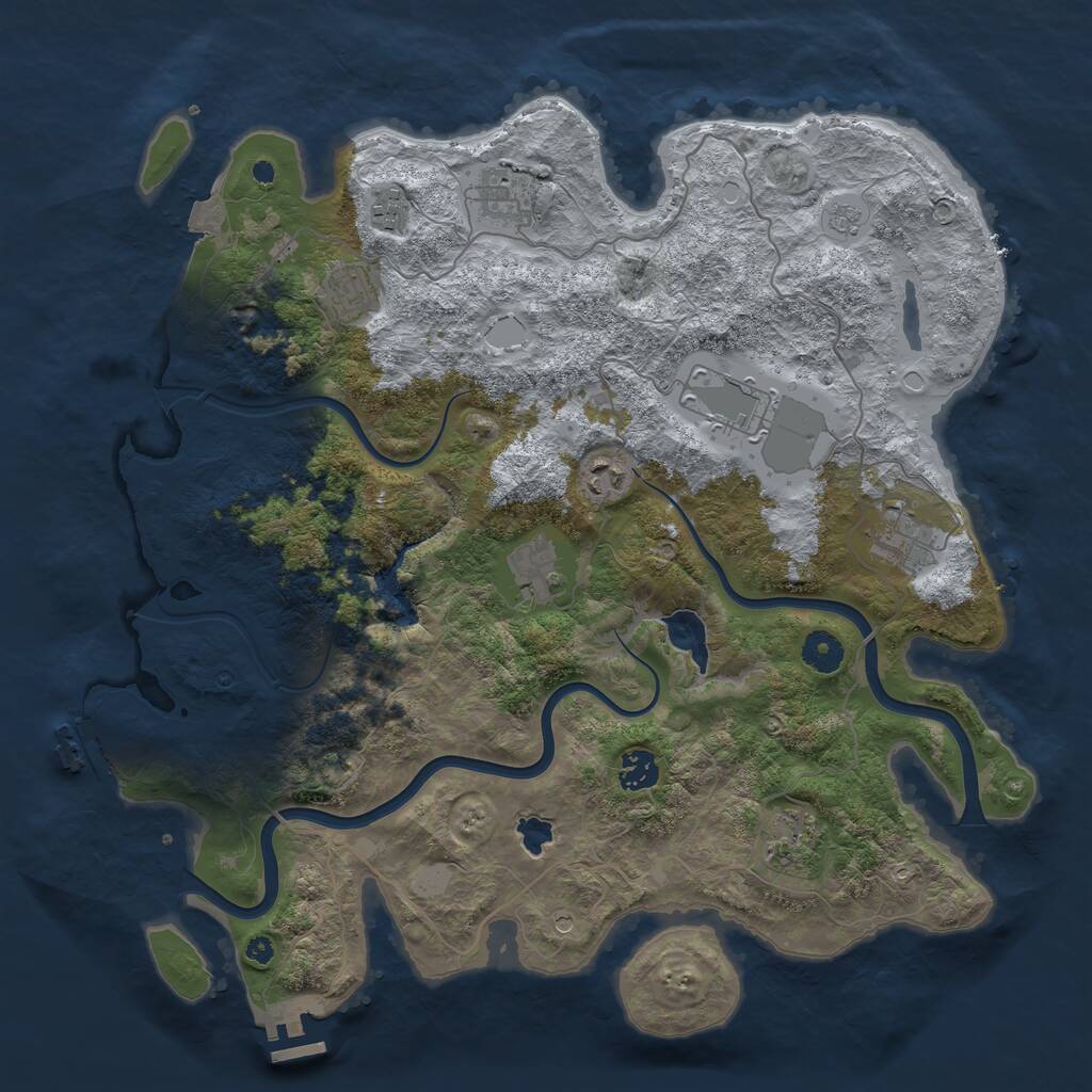 Rust Map: Procedural Map, Size: 4000, Seed: 1993825649, 15 Monuments