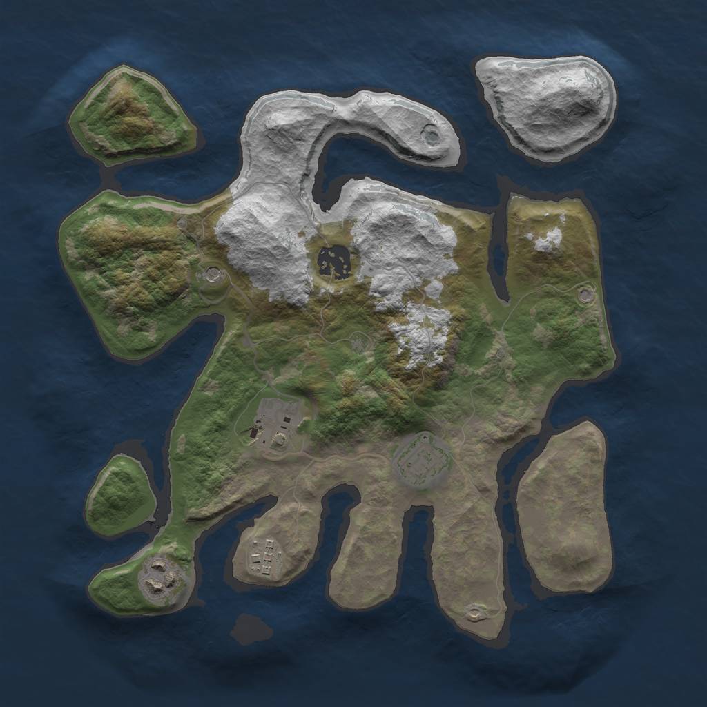 Rust Map: Barren, Size: 3000, Seed: 1784803789, 8 Monuments