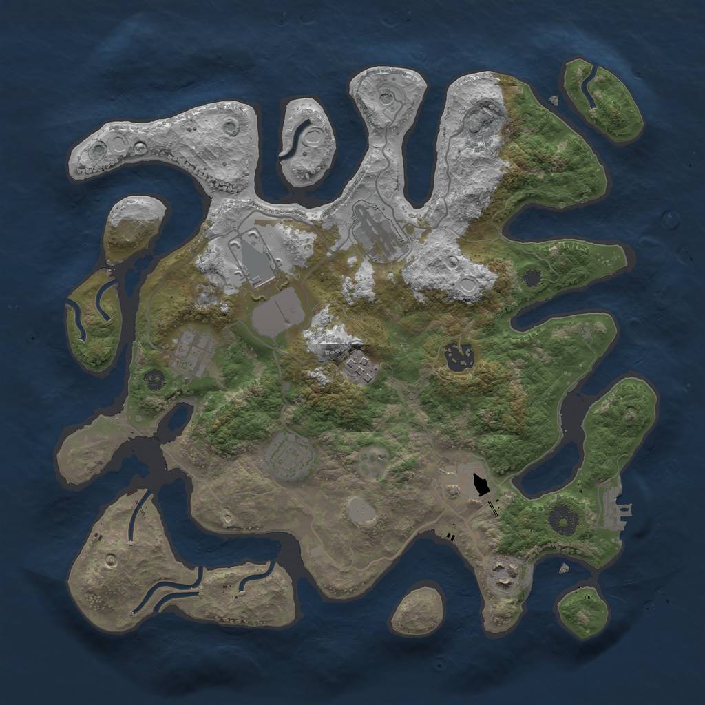 Rust Map: Procedural Map, Size: 3500, Seed: 115373658, 15 Monuments