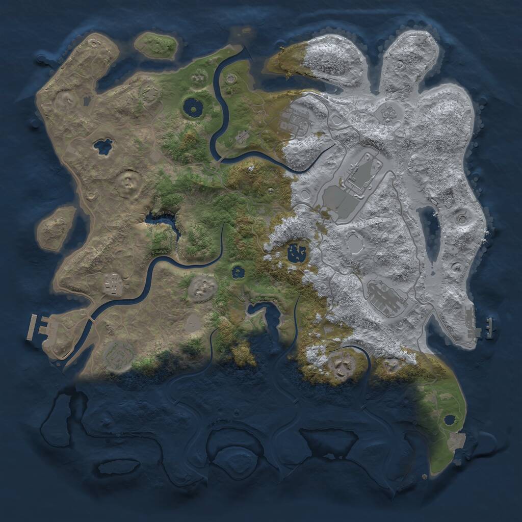 Rust Map: Procedural Map, Size: 4000, Seed: 1627392345, 13 Monuments
