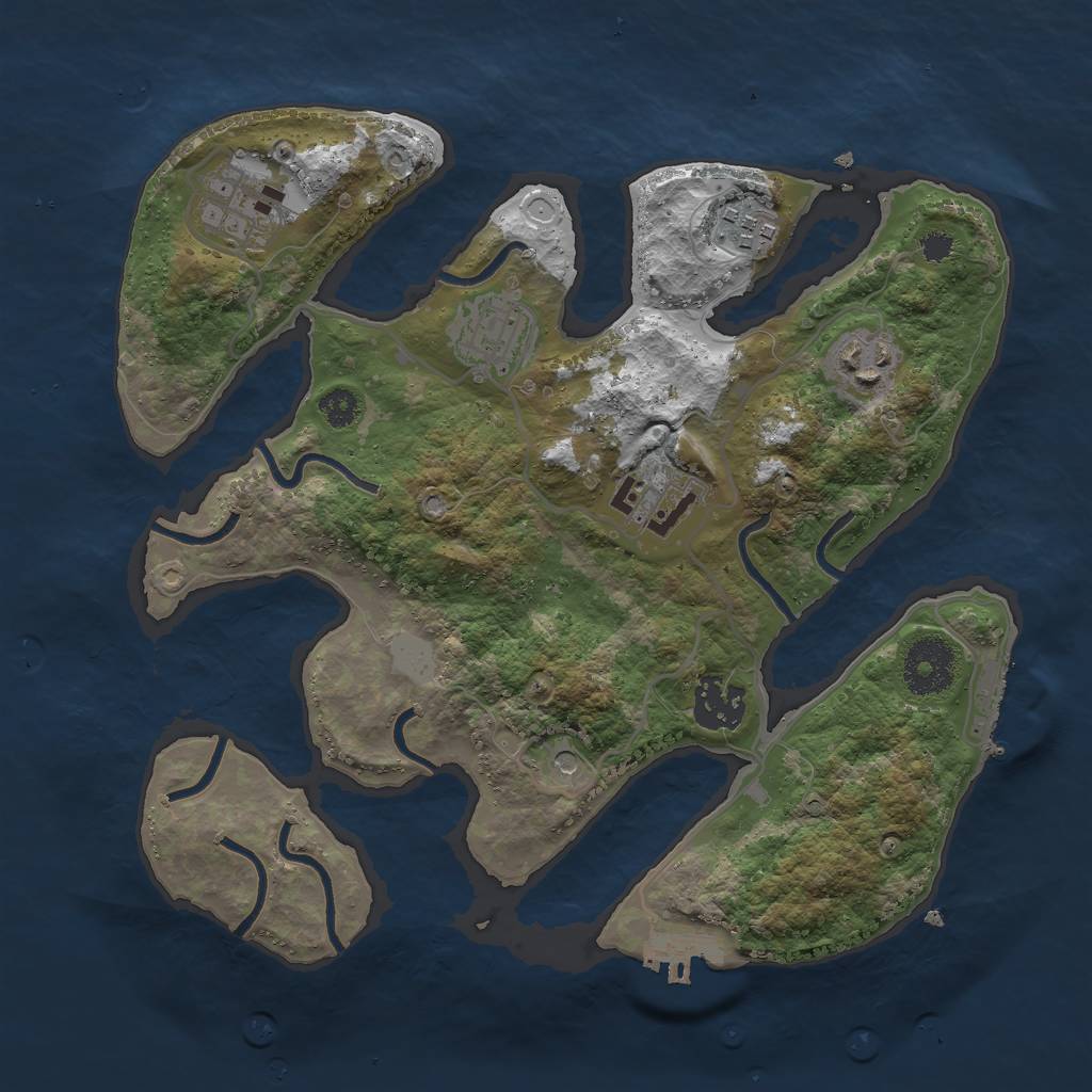 Rust Map: Procedural Map, Size: 3000, Seed: 10648066, 14 Monuments