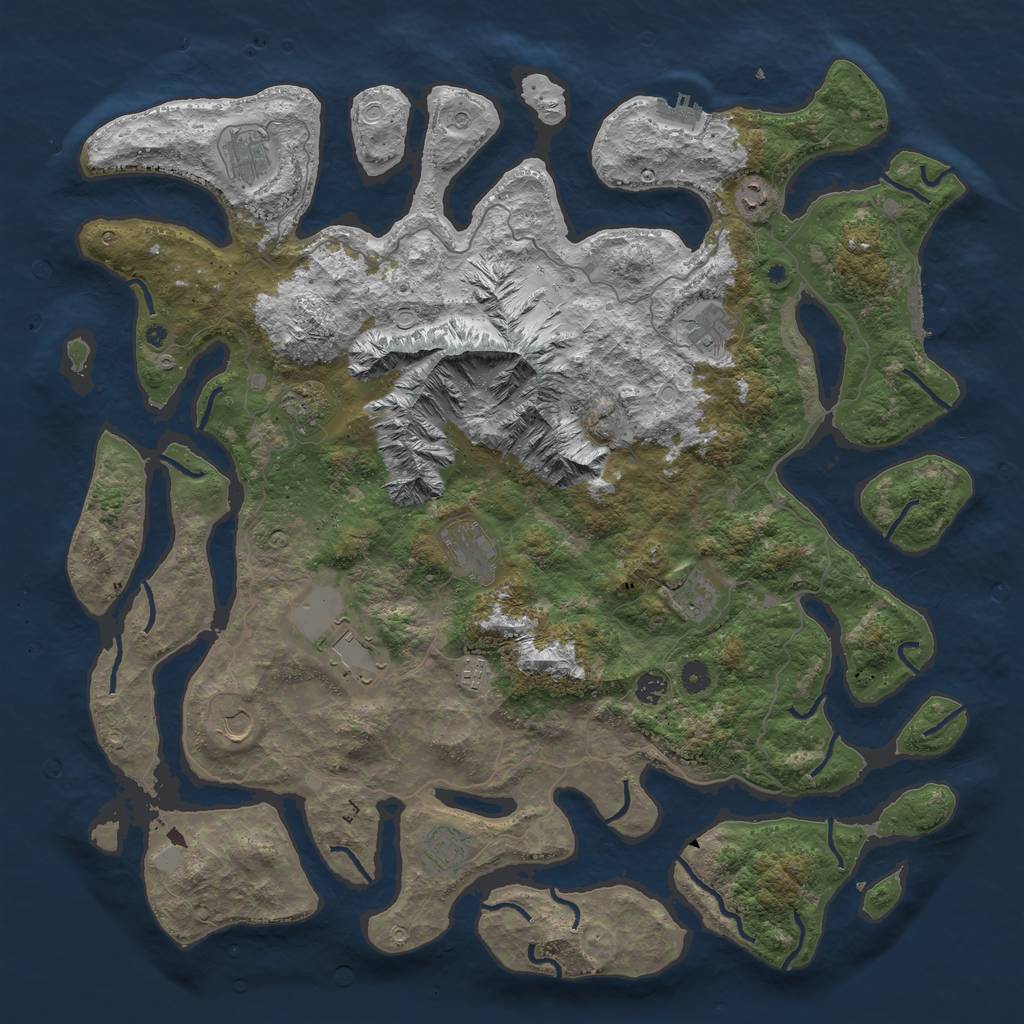 Rust Map: Procedural Map, Size: 5000, Seed: 1194980385, 19 Monuments