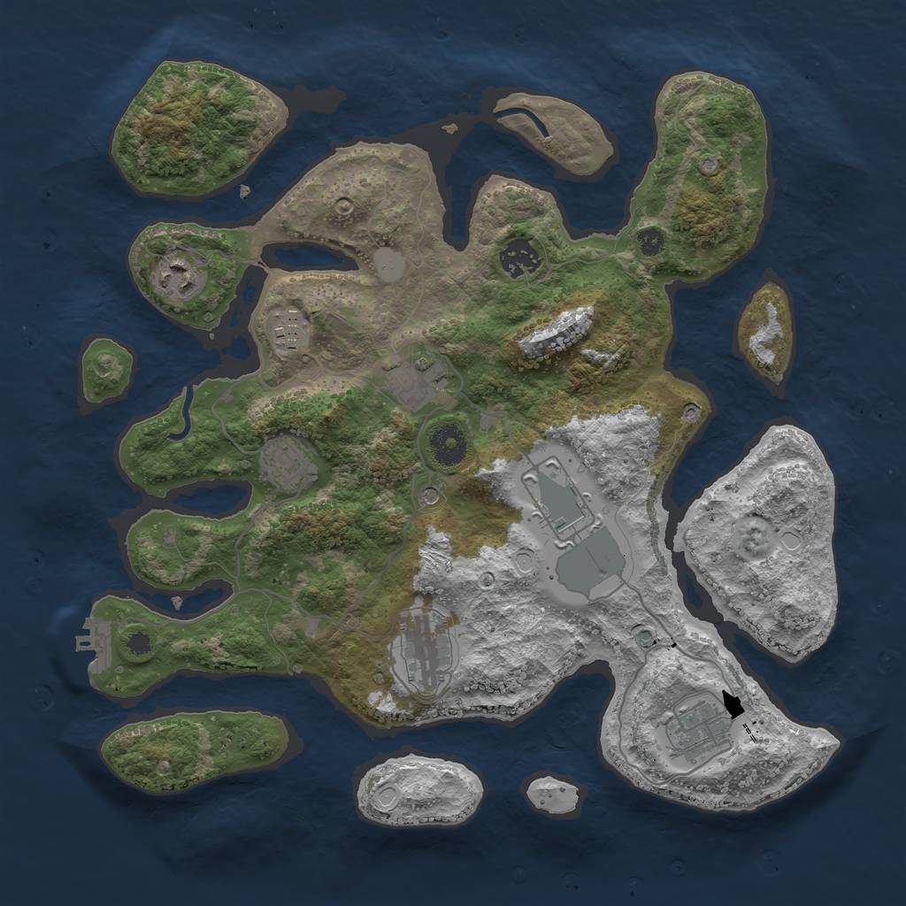 Rust Map: Procedural Map, Size: 3550, Seed: 916630, 15 Monuments